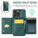 Black Premium MagSafe Wallet Case for iPhone 16 Pro Max - Detachable PU Leather Magnetic Card Holder