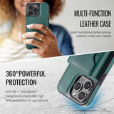 Green Premium MagSafe Wallet Case for iPhone 16 Pro Max - Detachable PU Leather Magnetic Card Holder