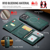 Black Premium MagSafe Wallet Case for iPhone 16 Pro - Detachable PU Leather Magnetic Card Holder
