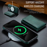 Purple Premium MagSafe Wallet Case for iPhone 16 Pro - Detachable PU Leather Magnetic Card Holder
