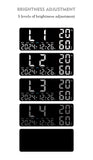 Black Background With Blue,Green and White Light Sleek Large LED Digital Wall & Desk Clock - Remote Control, Temperature, Humidity, Dual Alarms, Calendar