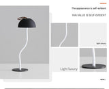 Black Three-dimensional stripes Sleek Minimalist LED Mushroom Table Lamp - Rechargeable 3-Color Touch Control, Bar & Ambient Light