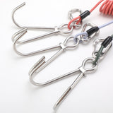 Green Pro 316 Stainless Steel Diving Reef Hook - Single, Double Combo Pack - Current Hook with Coiled Safety Lanyard