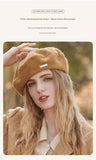 Black Elegant Wool Beret - Classic Warm Thick British Style Hat for Autumn & Winter