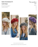 Dark Purple Elegant Wool Beret - Classic Warm Thick British Style Hat for Autumn & Winter