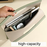 Light Pink Professional A4 PU Leather Document Bag - Waterproof Handheld File Folder Portfolio for Business & Conference