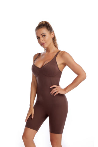 Size XL Brown Seamless Full Body Shaper for Women - Tummy Control, Butt Lifter & Thigh Slimmer Bodysuit