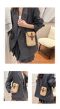 Colorful Boho Chic Woven Straw Crossbody Bag - Colourful Striped Mini Phone Pouch with Toggle Closure