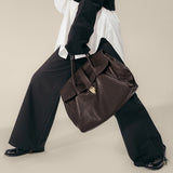 Size L Black Elegant Women's Leather Briefcase Tote - Vintage Style Large Capacity Commuter Handbag - Premium Cowhide Leather
