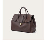 Size L Black Elegant Women's Leather Briefcase Tote - Vintage Style Large Capacity Commuter Handbag - Premium Cowhide Leather