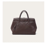 Size L Black Elegant Women's Leather Briefcase Tote - Vintage Style Large Capacity Commuter Handbag - Premium Cowhide Leather