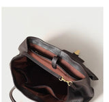 Size L Black Elegant Women's Leather Briefcase Tote - Vintage Style Large Capacity Commuter Handbag - Premium Cowhide Leather