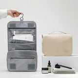 Black Eco-Friendly RPET Hanging Toiletry Bag - Large Capacity Waterproof Travel Makeup Organizer