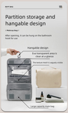 Beige Eco-Friendly RPET Hanging Toiletry Bag - Large Capacity Waterproof Travel Makeup Organizer