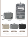Beige Eco-Friendly RPET Hanging Toiletry Bag - Large Capacity Waterproof Travel Makeup Organizer