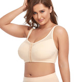 2 Pcs Size S Women's Wireless Large-Cup Lace Bra with Front Clasp - Comfortable, Breathable, Beige