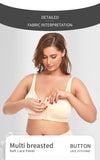 2 Pcs Size M Women's Wireless Large-Cup Lace Bra with Front Clasp - Comfortable, Breathable, Beige