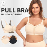 2 Pcs Size L Women's Wireless Large-Cup Lace Bra with Front Clasp - Comfortable, Breathable, Black