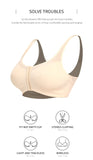 2 Pcs Size L Women's Wireless Large-Cup Lace Bra with Front Clasp - Comfortable, Breathable, Black