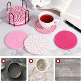 Beige Absorbent Woven Cotton Coasters - Set of 8 with Metal Holder - Heat Resistant Drink Mats for Table Protection