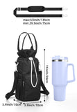 Pink Insulated Tumbler Carrier Bag - Crossbody Water Bottle Holder with Pockets & Adjustable Strap for Large Cups (Note: cup not included)