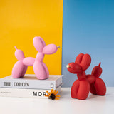 Red Modern Resin Balloon Dog Sculpture - Playful Art Figurine with Golden Snout Accent