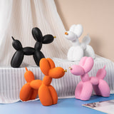 Light Pink Modern Resin Balloon Dog Sculpture - Playful Art Figurine with Golden Snout Accent