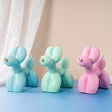 Light Pink Modern Resin Balloon Dog Sculpture - Playful Art Figurine with Golden Snout Accent