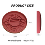 Dark Blue Silicone Planet Slow Feeder Dog Bowl - 2-in-1 Anti-Choke Lick Mat for Healthy Eating & Fun
