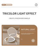 Yellow LED Travel Makeup Mirror - Rechargeable Compact Mirror with 3 Color Lights, 1x/5x Magnification & Smart Auto On/Off