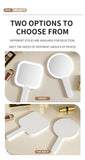 White Round Portable Handheld LED Makeup Mirror - USB-C Rechargeable with 3 Color Light Modes for On-The-Go Touch-Ups