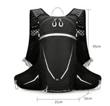 Black Lightweight 16L Outdoor Cycling & Hiking Backpack - Water-Repellent Nylon Daypack with Reflective Strips