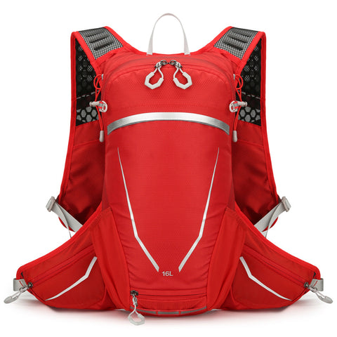 Red Lightweight 16L Outdoor Cycling & Hiking Backpack - Water-Repellent Nylon Daypack with Reflective Strips