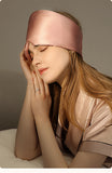 Pink Luxury 19 Momme Mulberry Silk Sleep Mask - Total Blackout Comfort, Wide Design & Adjustable Strap