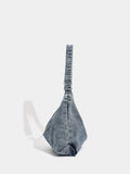 Grey Retro Washed Denim Hobo Bag - Large Capacity Shoulder & Crossbody Tote for Casual Everyday & Commute