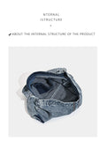 Grey Retro Washed Denim Hobo Bag - Large Capacity Shoulder & Crossbody Tote for Casual Everyday & Commute