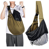 Dark Blue Breathable Pet Sling Carrier for Small Dogs & Cats - Adjustable Hands-Free Travel Pouch with Safety Leash & Pocket