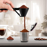 Black 2-Pack No-Spill Sliding Scoop & Funnel - Mess-Free for Protein Powder, Coffee, Formula