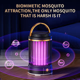 USB Rechargeable Black Portable 3-in-1 Electric Mosquito Zapper Lamp - UV Bug Killer, Warm Night Light & Bright Lantern