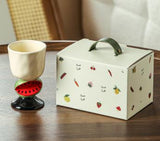 Red Whimsical Watermelon Stem Ceramic Goblet - 150ml Hand-Painted Watermelon Design, Unique Coffee & Drinkware Gift with Box
