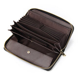 Purple Premium Genuine Leather RFID Blocking Long Wallet - Unisex Multi-Card Organizer Clutch with Zip-Around Closure