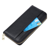 Grey Premium Genuine Leather RFID Blocking Long Wallet - Unisex Multi-Card Organizer Clutch with Zip-Around Closure