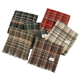 Red Chic Plaid Winter Scarf - Large Soft Polyester Shawl Wrap with Tassels, Korean Inspired Fashion