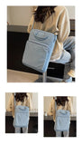 Black Lightweight Nylon Vertical Crossbody Tote Bag - Casual Shoulder Bag with Adjustable Strap & Pockets