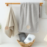 White 4-Pack Elegant Green Floral Embroidered Cotton Hand Towels - Ultra Soft & Absorbent