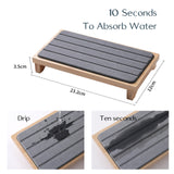 White Natural Diatomaceous Earth Absorbent Drying Tray with Bamboo Base - Quick-Dry Stone Mat for Kitchen & Bathroom Sink