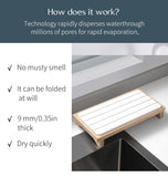 White Natural Diatomaceous Earth Absorbent Drying Tray with Bamboo Base - Quick-Dry Stone Mat for Kitchen & Bathroom Sink