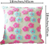 Pink Charming 3D Floral Plush Cushion Covers - Set of 4, 45x45cm Soft Faux Lambswool Pillowcases for Sofa & Bed Decor