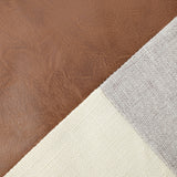 Khaki and Gray Modern Geometric Faux Leather & Cotton-Linen Cushion Covers - Set of 2, 45x45cm Decorative Pillowcases for Sofa & Car