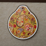Yellow Set of 4 Embossed Ceramic Paddle Mats - Assorted Bohemian Pattern Heat Resistant Pads